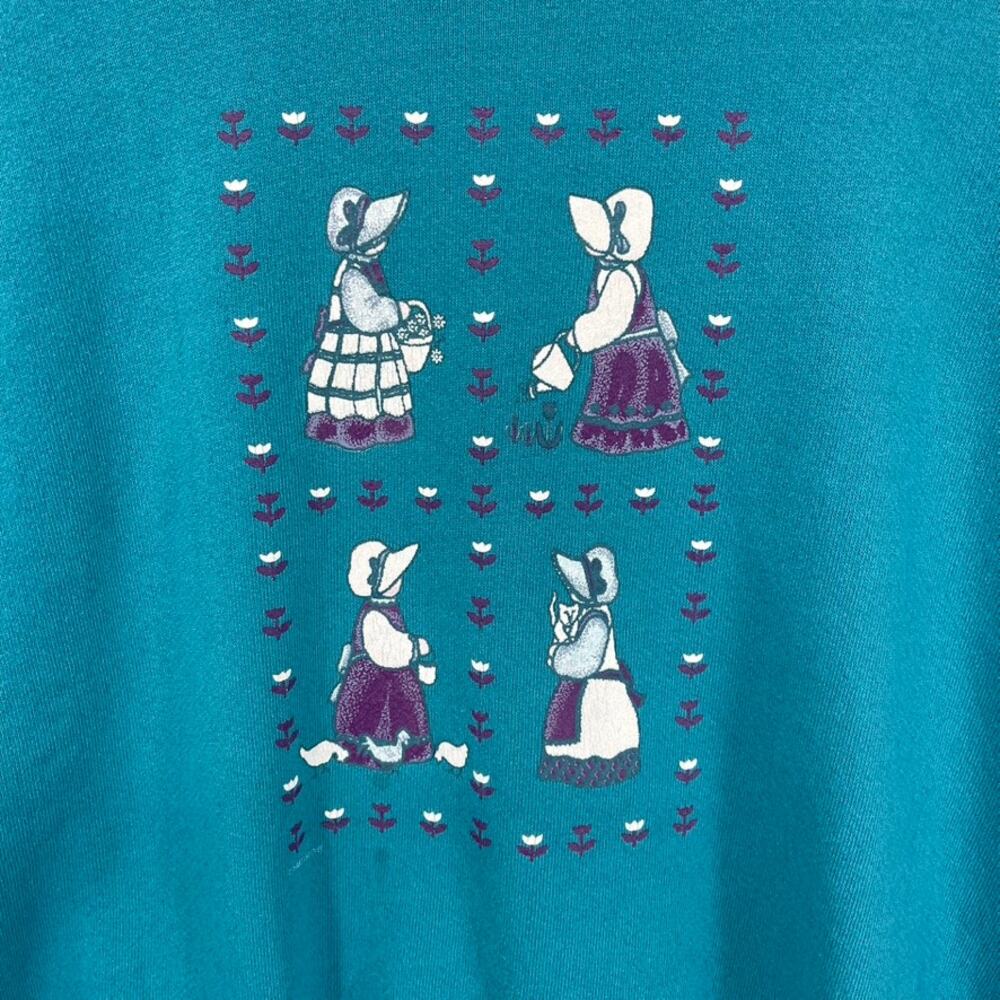 Vintage Nutmeg 90s Farm Girl Sweatshirt Womens Lg Double Collar Cottage Prairie - Picture 2 of 15